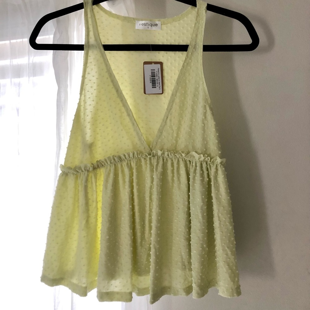 Pale yellow-green flowy tank top